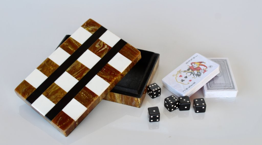 Black, White & Brown Card & Dice Box